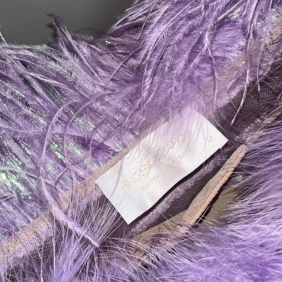 Bronx & Banco Lulu Feather Mini Dress Lilac Purple Sequin Embellished Size 6 - Picture 4 of 12